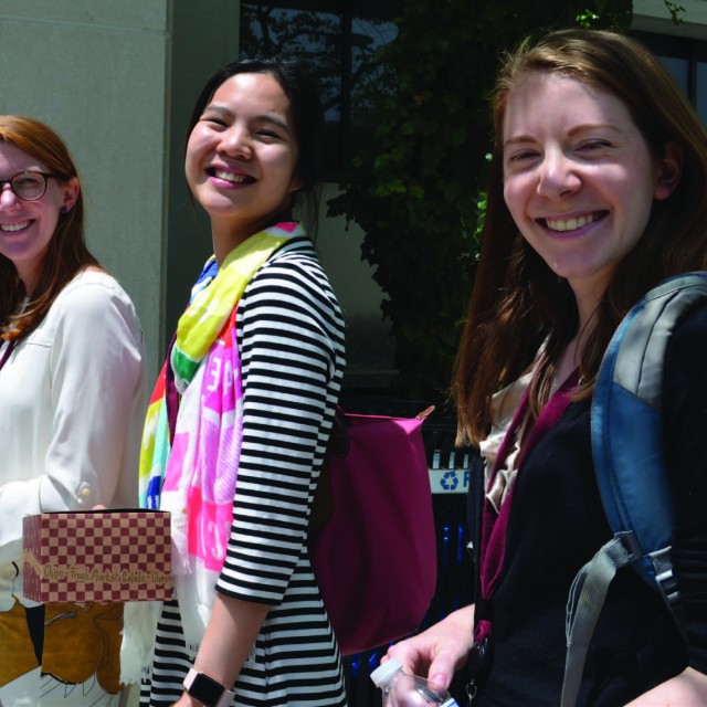 Residents Daniela Anderson, MD (Med/Peds), Stephanie (Han Yu) Liou, MD and Erin Cohen, MD at orientation