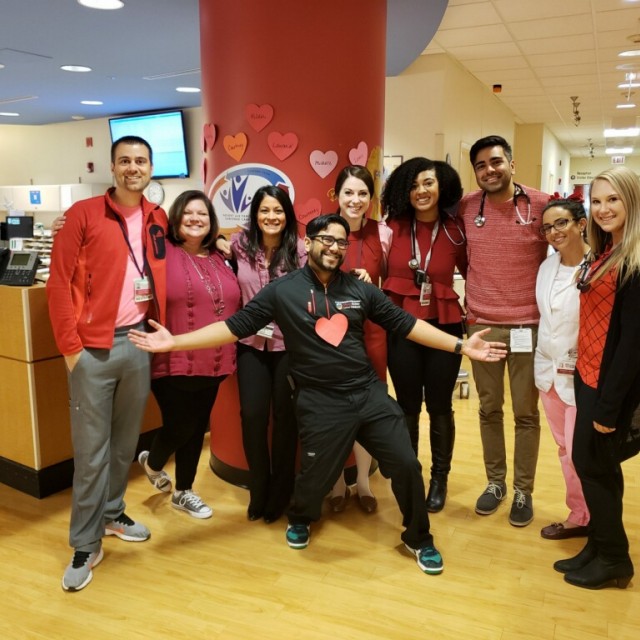 Residents dressed in red and pink for Valentine&#039;s Day