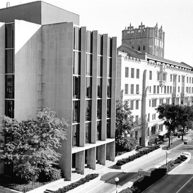 Wyler building in black and white